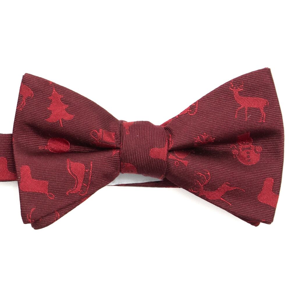 New Saddlebred Adjustable Pre-tied Silk Blend Red Christmas Bowtie